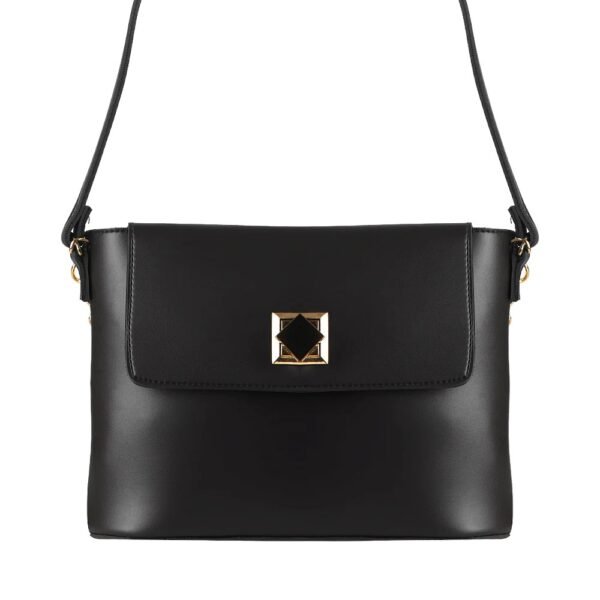 Compact Black Leather Shoulder Bag