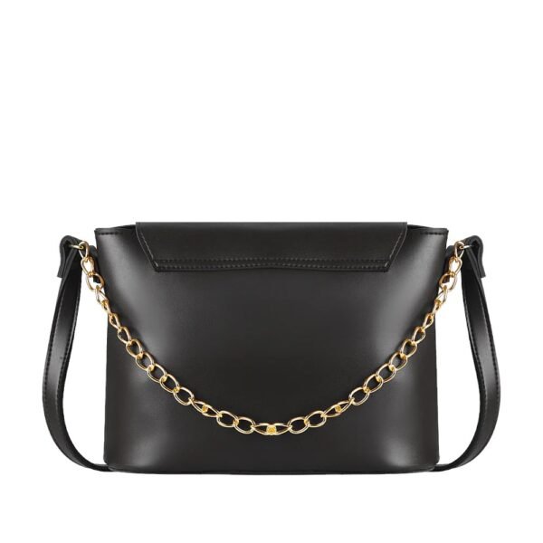 Compact Black Leather Shoulder Bag