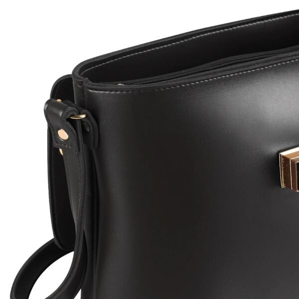 Compact Black Leather Shoulder Bag