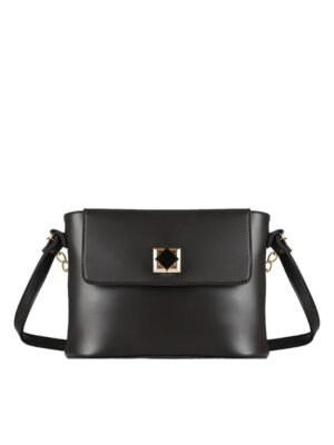 Compact Black Leather Shoulder Bag